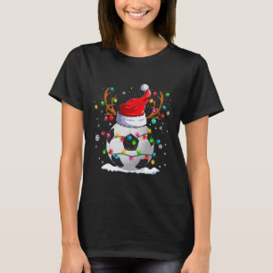 Soccer Santa Hat Reindeer Christmas Lights Fun Xma T-Shirt