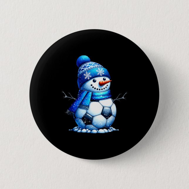 Soccer Santa Hat Snowman Xmas Funny Soccer Lover C 6 Cm Round Badge (Front)