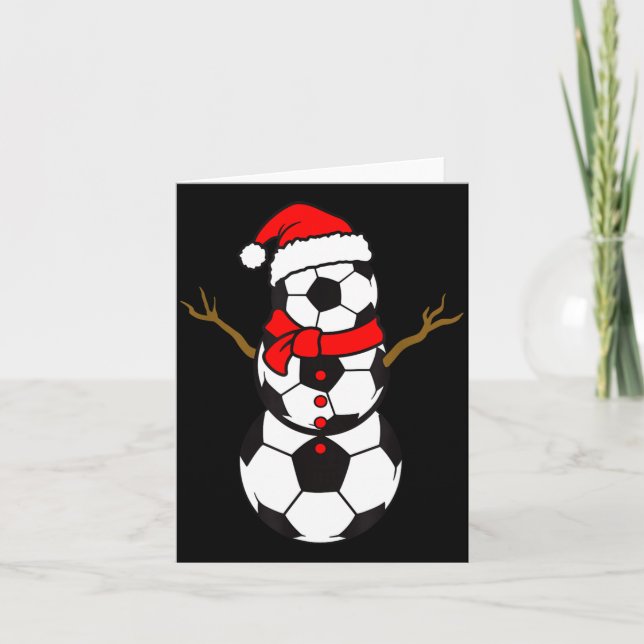 Soccer Santa Hat Snowman Xmas Funny Soccer Lover C Card (Front)