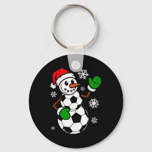 Soccer Santa Hat Snowman Xmas Funny Soccer Lover C Key Ring