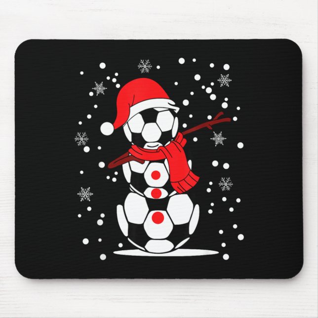 Soccer Santa Hat Snowman Xmas Funny Soccer Lover C Mouse Mat (Front)