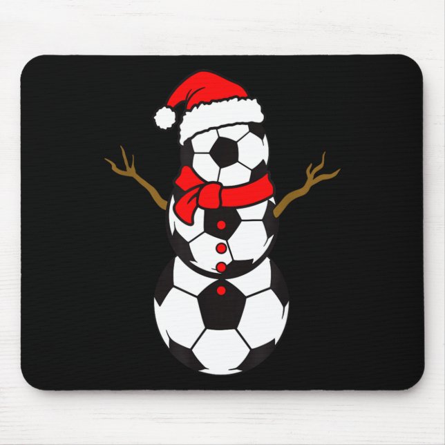 Soccer Santa Hat Snowman Xmas Funny Soccer Lover C Mouse Mat (Front)