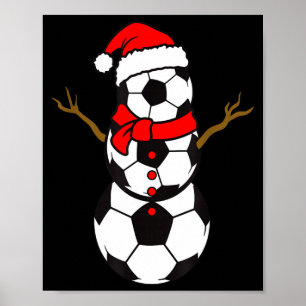 Soccer Santa Hat Snowman Xmas Funny Soccer Lover C Poster