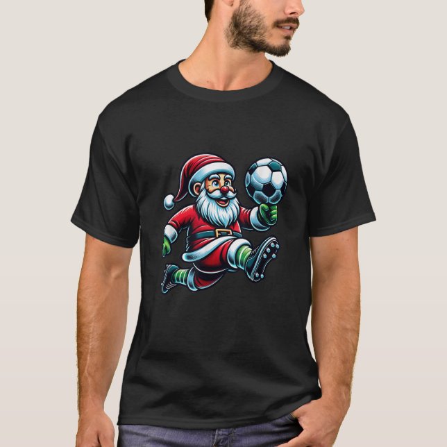 Soccer Santa Holiday Xmas Soccer Player Christmas  T-Shirt (Front)