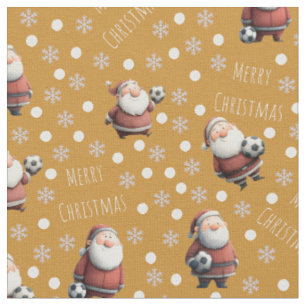 Soccer Santa on Butterscotch Fabric