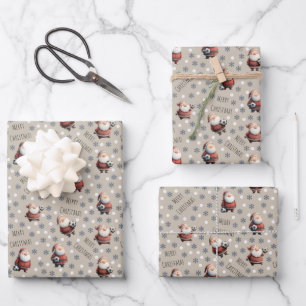 Soccer Santa on Vanilla Wrapping Paper Sheet