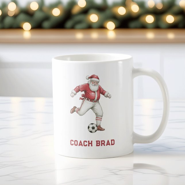Soccer Santa Personalised Christmas Coffee Mug (Creator Uploaded)
