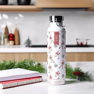 Soccer Santa Personalised Christmas Water Bottle