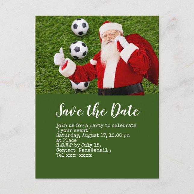 Soccer save the date  ball for Christmas Party  Postcard (Front)