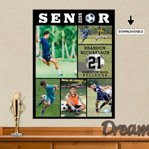 Soccer Senior Graduation 6 Photo Collage Poster