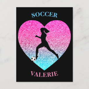 Soccer Sequins Heart Postcard