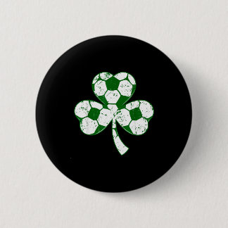 Soccer shamrock st patricks day saint paddys men 6 cm round badge