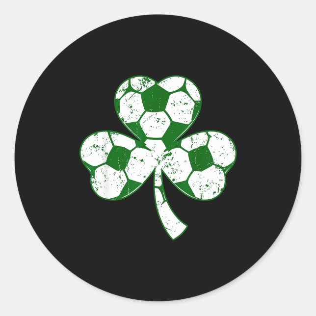 Soccer shamrock st patricks day saint paddys men classic round sticker (Front)