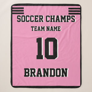 Soccer Sherpa Blanket pink white black love sport