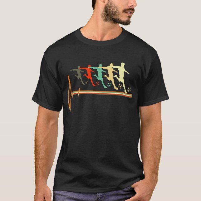 Soccer Shirt, Retro Vintage Soccer Heartbeat T-Shirt (Front)