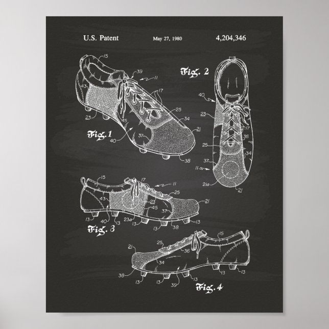 Soccer Shoe 1980 Patent Art - Chalkboard Poster (Front)