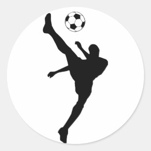soccer silhouette. classic round sticker