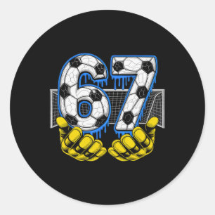 Soccer Six Seven 67 Funny Gen Alpha Meme Classic Round Sticker