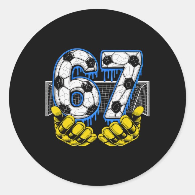 Soccer Six Seven 67 Funny Gen Alpha Meme  Classic Round Sticker (Front)