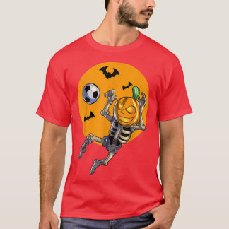 Soccer Skeleton Halloween Men Boys Soccer Hallowee T-Shirt