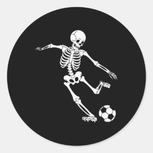 Soccer Skeleton Halloween Men Boys Soccer Player H Classic Round Sticker