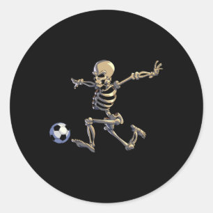 Soccer Skeleton Halloween Men Boys Soccer Player H Classic Round Sticker