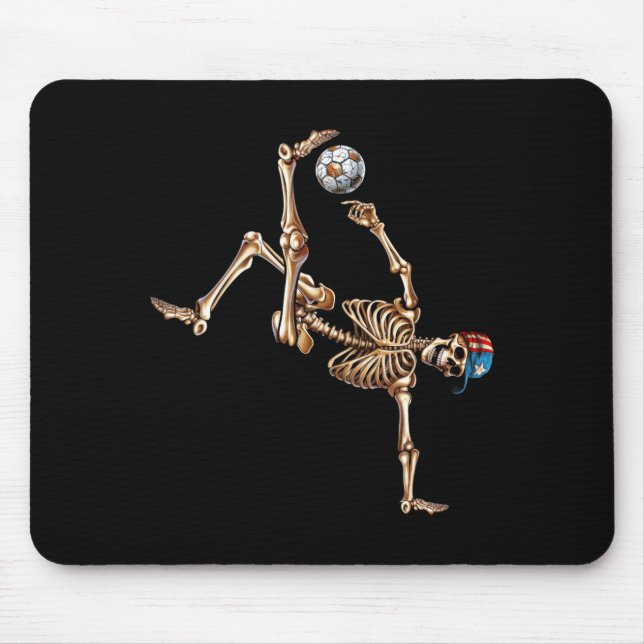 Soccer Skeleton Player Bicycle Kick Sport Hallowee Mouse Mat (Front)