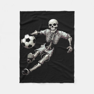 Soccer Skeleton Playing Soccer Halloween Skull Lov Fleece Blanket