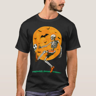 Soccer Skeleton Spooky Football Boys Halloween T-Shirt