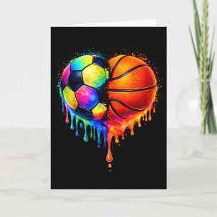 Soccer Sketll Drip Heart Sports Valentines Day Men Card