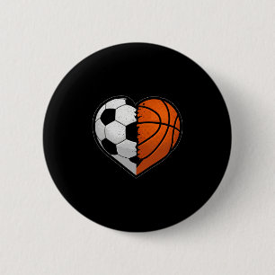 Soccer Sketll Ll Heart Sports Lover Valentines Day 6 Cm Round Badge