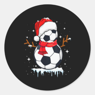 Soccer Snowman Apparel, Funny Santa Christmas Men  Classic Round Sticker