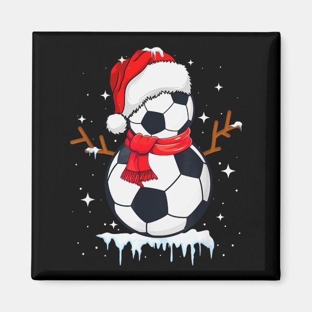Soccer Snowman Apparel, Funny Santa Christmas Men  Magnet (Front)
