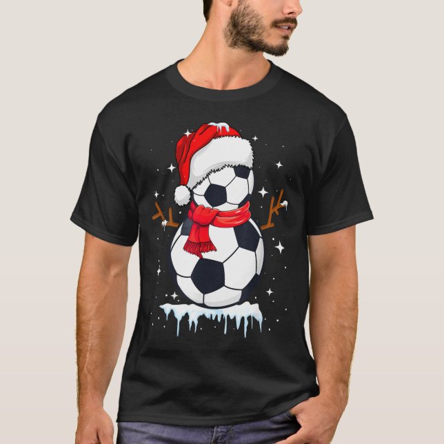 Soccer Snowman Apparel, Funny Santa Christmas Men  T-Shirt (Front)