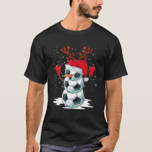 Soccer Snowman Christmas Pyjamas Santa Hat Reindee T-Shirt