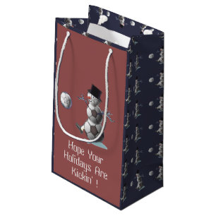 Soccer Snowman Christmas Small Gift Bag