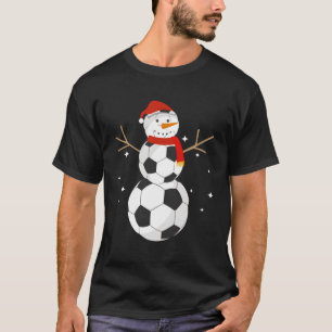 Soccer Snowman Christmas Snow Santa Hat Scarf Funn T-Shirt
