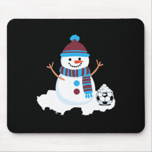 Soccer Snowman, Claret And Blue Christmas Mouse Mat