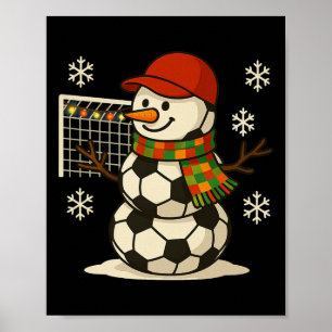 Soccer Snowman Funny Christmas Xmas Cute Boys Kids Poster