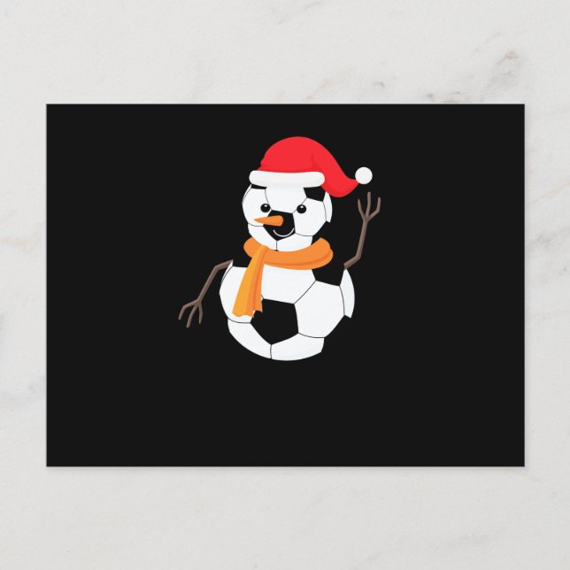 Soccer Snowman Holiday Postcard (Front)