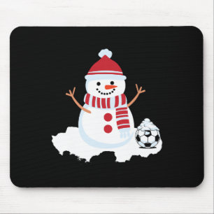 Soccer Snowman, Red And White Christmas Mouse Mat