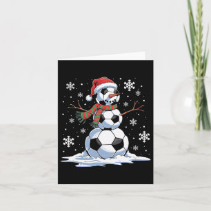 Soccer Snowman Soccer Player Santa Hat Christmas F Card