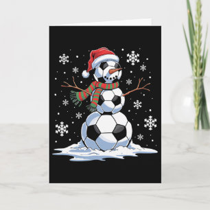Soccer Snowman Soccer Player Santa Hat Christmas F Card