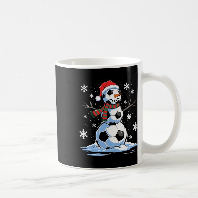 Soccer Snowman Soccer Player Santa Hat Christmas F Coffee Mug (Right)