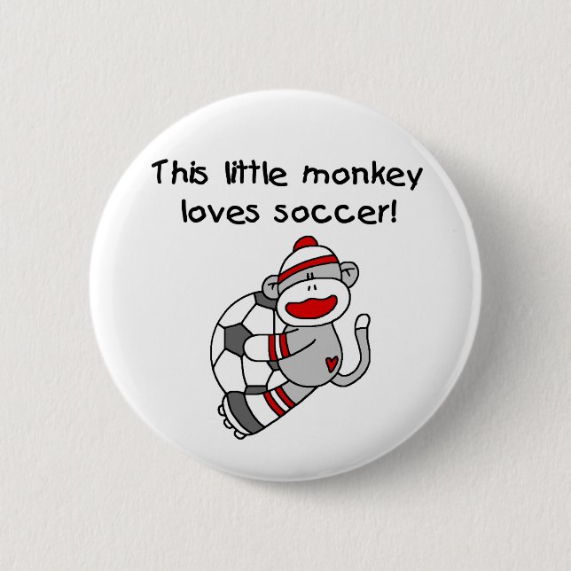 Soccer Sock Monkey 6 Cm Round Badge (Front)