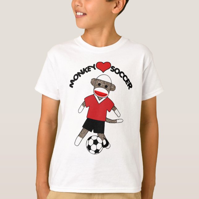 Soccer Sock Monkey Kids T-Shirt (Front)