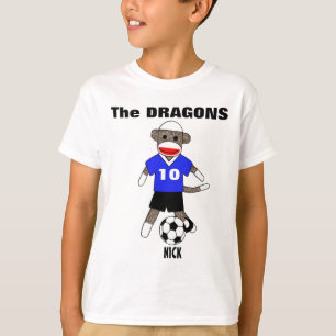 Soccer Sock Monkey T-Shirt (blue) - Customised