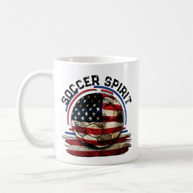 Soccer Spirit USA Customisable American Flag Pride Coffee Mug (Left)