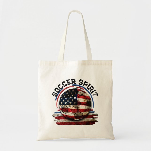 Soccer Spirit USA, Distressed Stars and Stripes Tote Bag (Front)