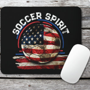 Soccer Spirit USA, Soccer Player Usa Patriotism Mouse Mat